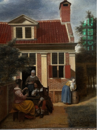  네덜란드 화가 피터르 데 호흐(Pieter de Hooch)의 유화 작품인 < 집 뒤뜰의 사람들 > 
