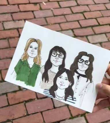 팀원들과 캐리커쳐를 남긴 모습