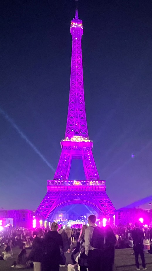 핑크색 조명을 밝힌 에펠탑