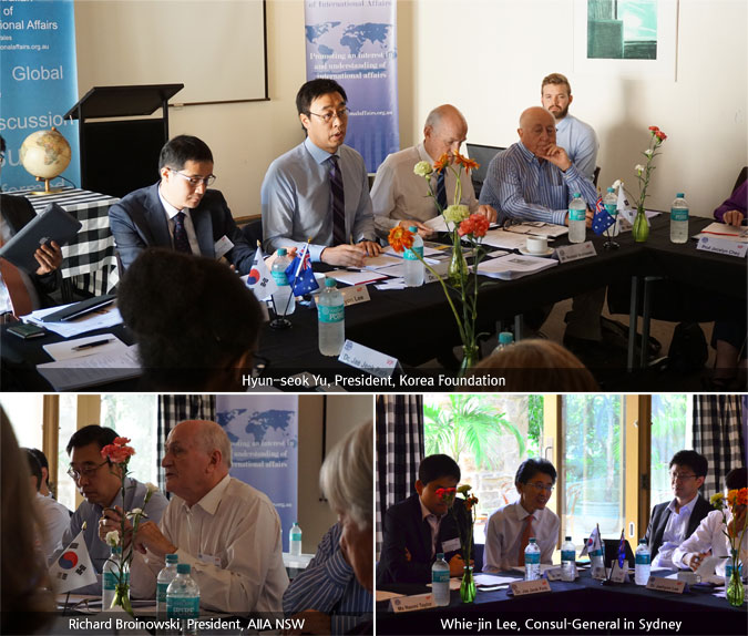 Hyun-seok Yu, President, Korea Foundation/Richard Broinowski, President, AIIA NSW/Whie-jin Lee, Consul-General in Sydney/