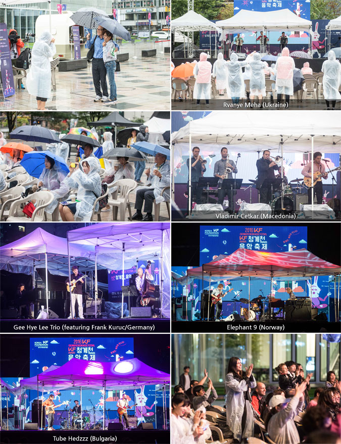Upper left: Rvanye Meha (Ukraine) Middle right: Vladimir Cetkar (Macedonia) / Lower left: Gee Hye Lee Trio (featuring Frank Kuruc/Germany) Lower right: Elephant 9 (Norway) Bottom left: Tube Hedzzz (Bulgaria)