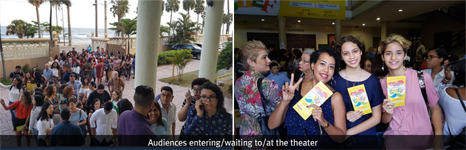 Audiences entering/waiting to/at the theater