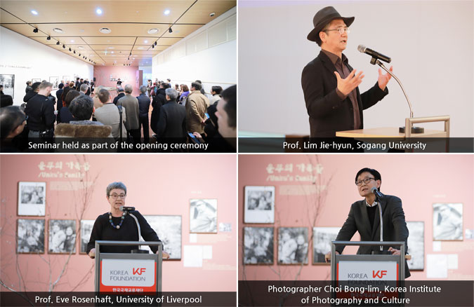 Seminar held as part of the opening ceremony/Prof. Lim Jie-hyun, Sogang University /Prof. Eve Rosenhaft, University of Liverpool/Photographer Choi Bong-lim, Korea Institute of Photography and Culture