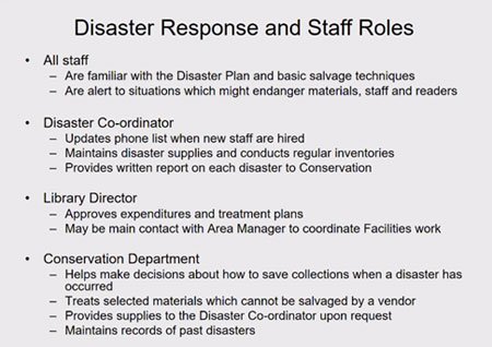 1)	Learn about Disaster Preparedness for the Columbia University Libraries