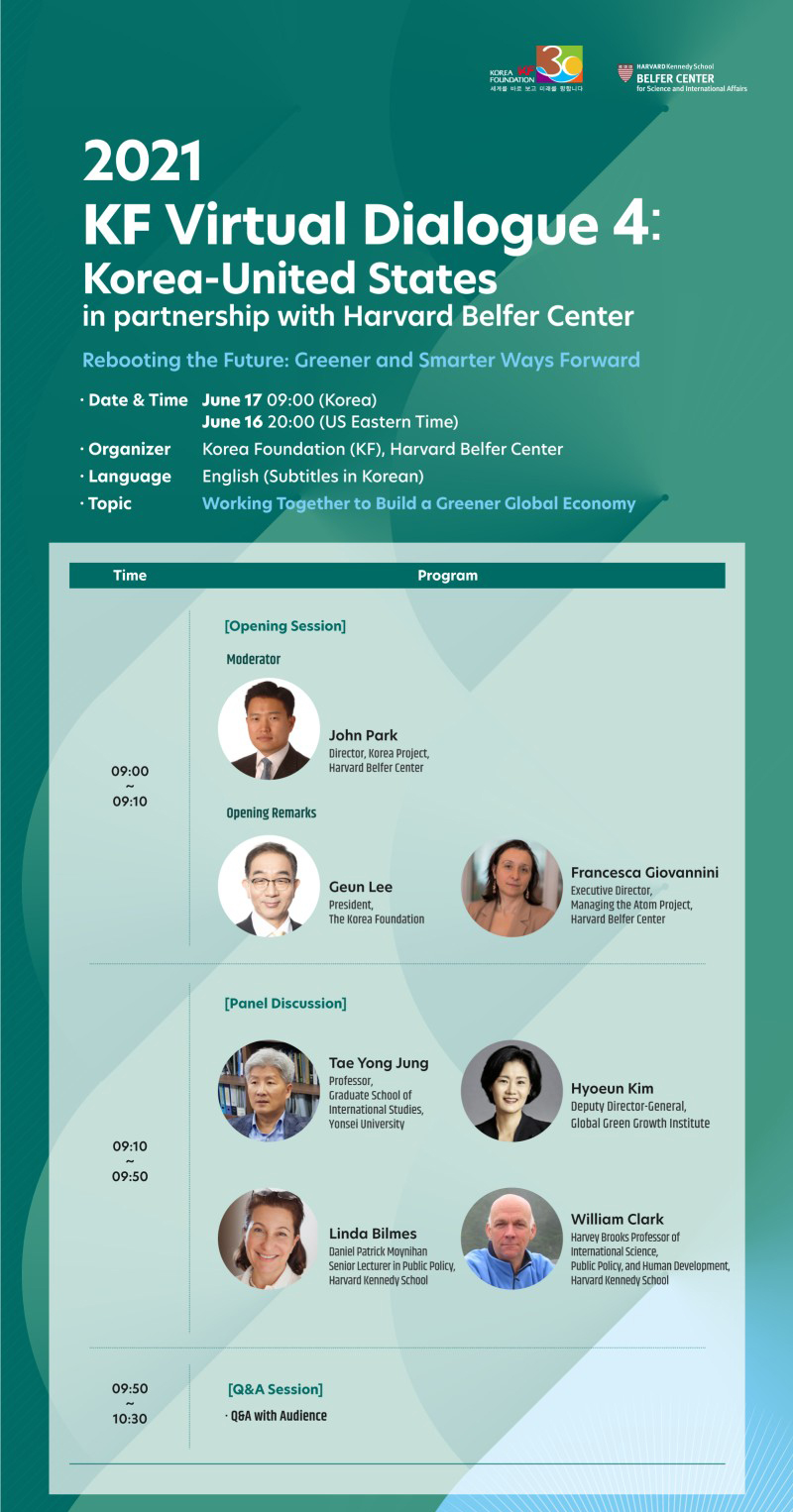2021 KF Virtual Dialogue 4: Korea-United States in partnership with Harvard Belfer Center poster