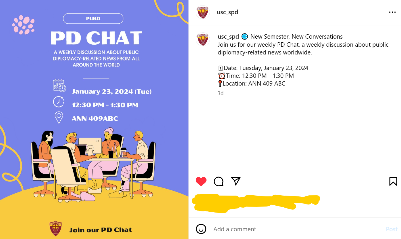 행사 일정 안내를 알리는 인스타그램